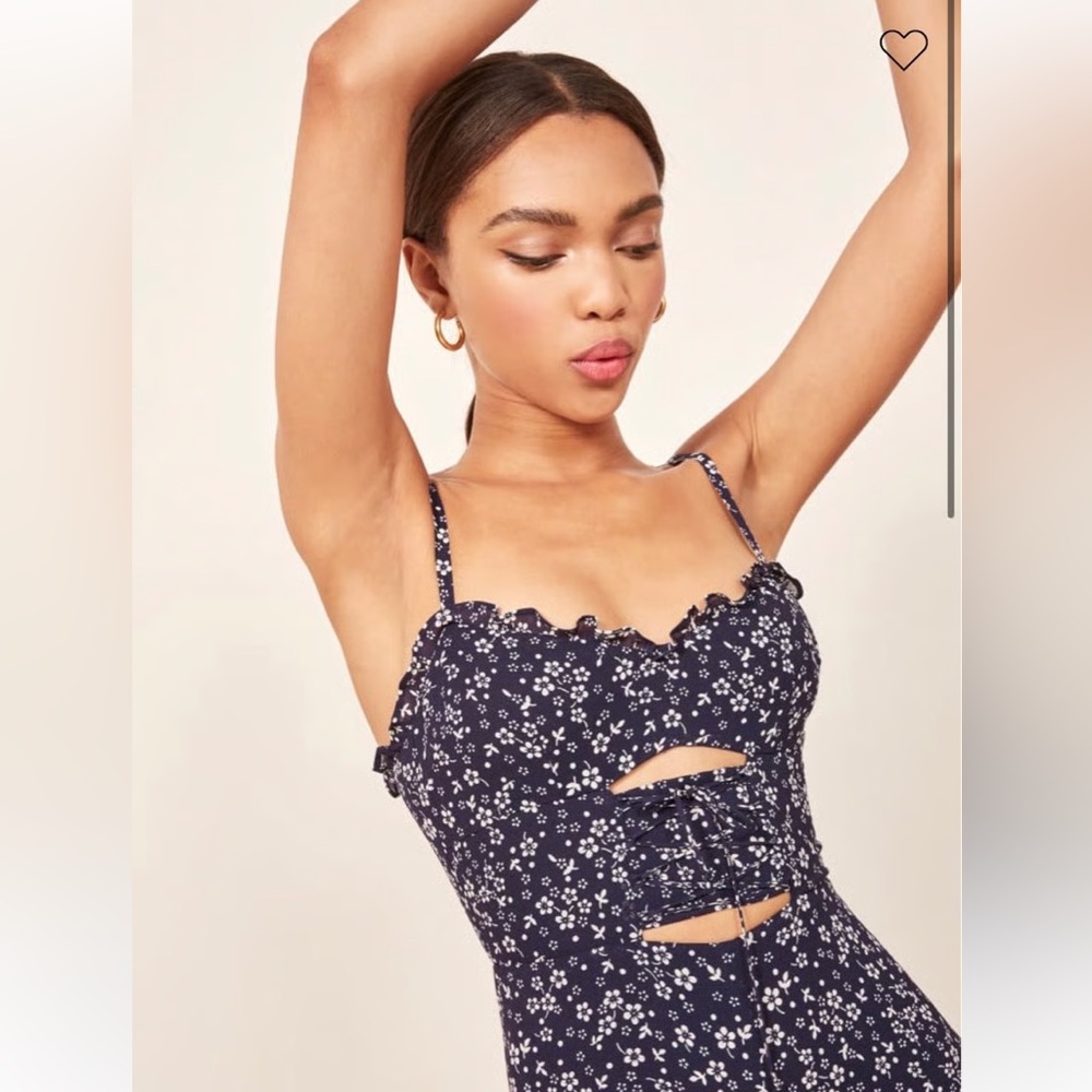 Reformation Fergie Jumpsuit in Navy Floral - Picture 4 of 10